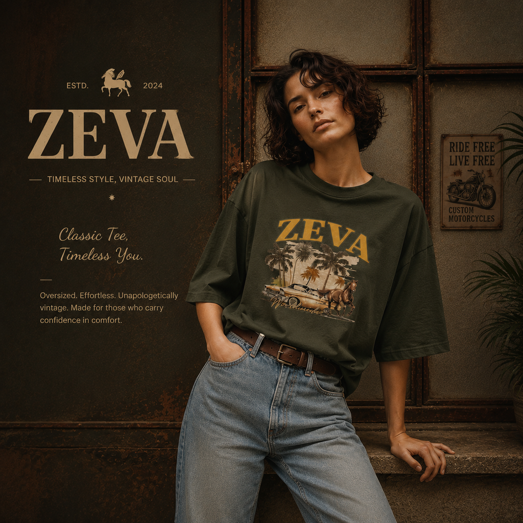 ZEVA Vintage Oversized Graphic Tee