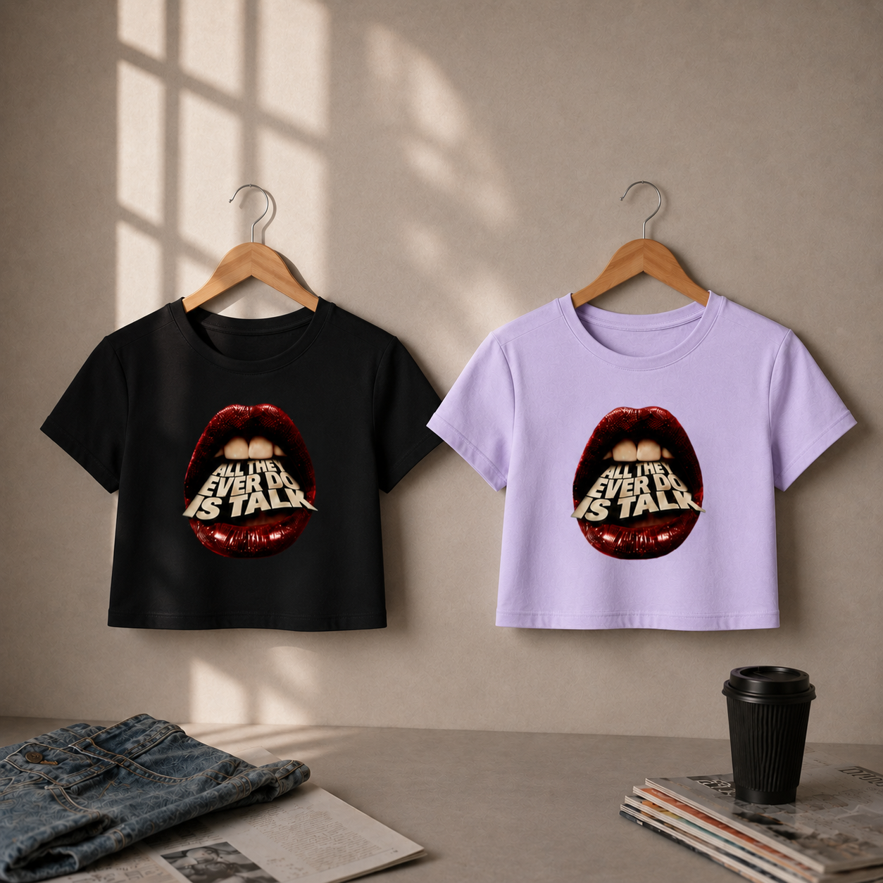 "All They Ever Do Is Talk" Lips Crop Top