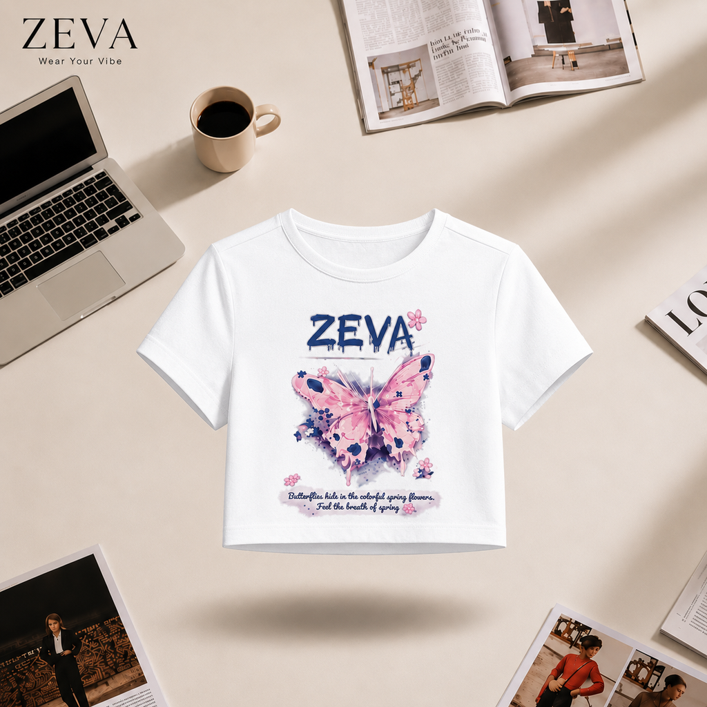 ZEVA Butterfly Bloom Crop Tee