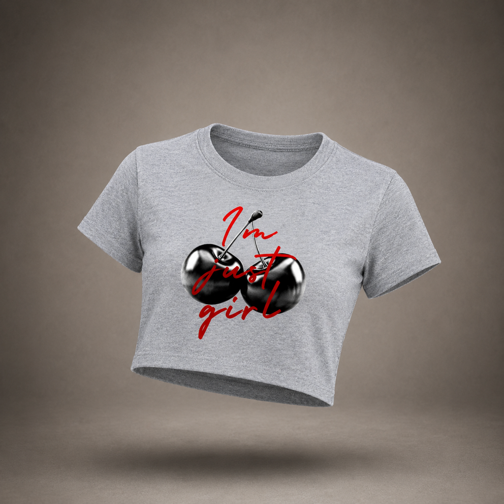 ZEVA "Just a Girl" Cherry Crop Top