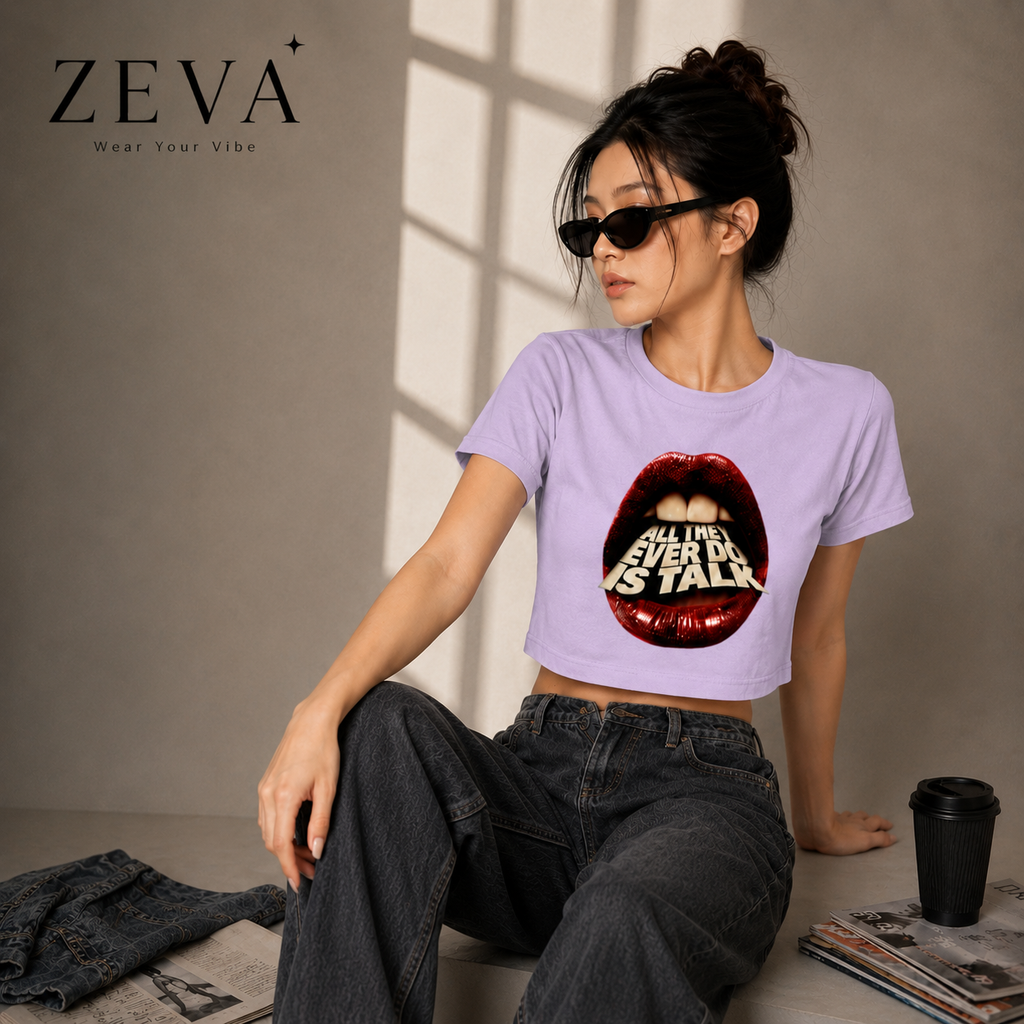 "All They Ever Do Is Talk" Lips Crop Top