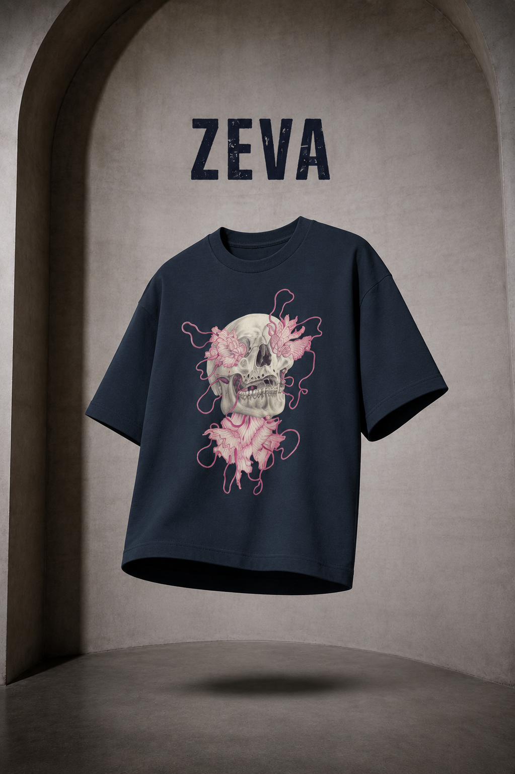 ZEVA Skull Bloom Oversized Tee