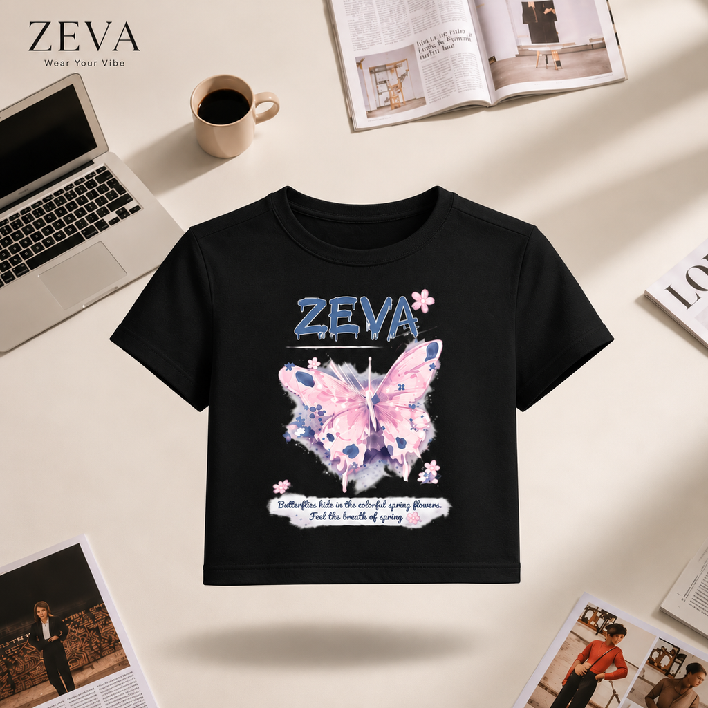 ZEVA Butterfly Bloom Crop Tee