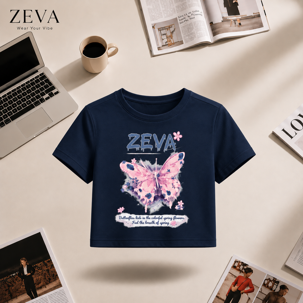 ZEVA Butterfly Bloom Crop Tee