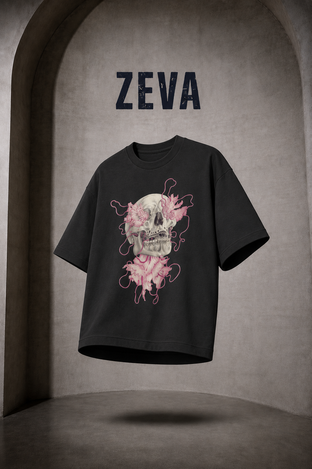 ZEVA Skull Bloom Oversized Tee