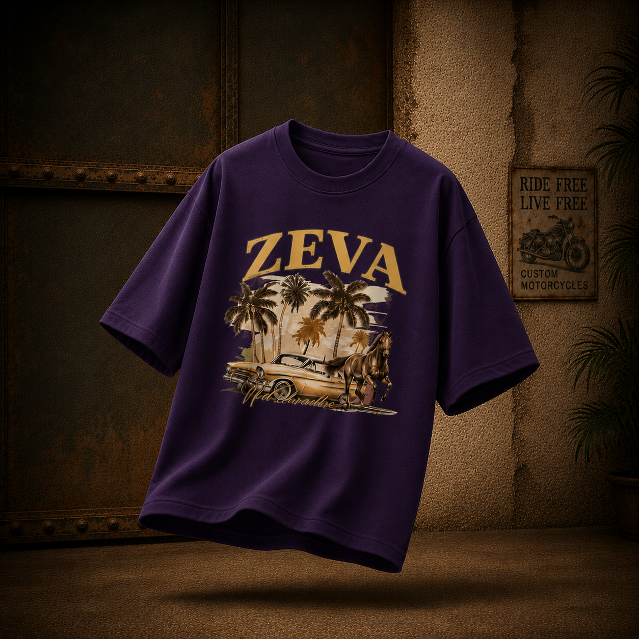 ZEVA Vintage Oversized Graphic Tee